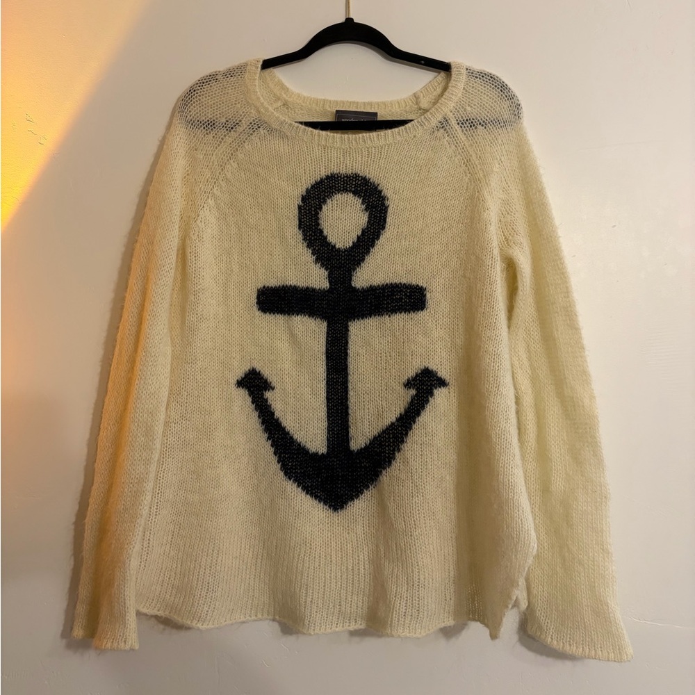 Wooden Ships Paola Buendia Sweater M/L Nautical Lightweight Mohair Anchor print